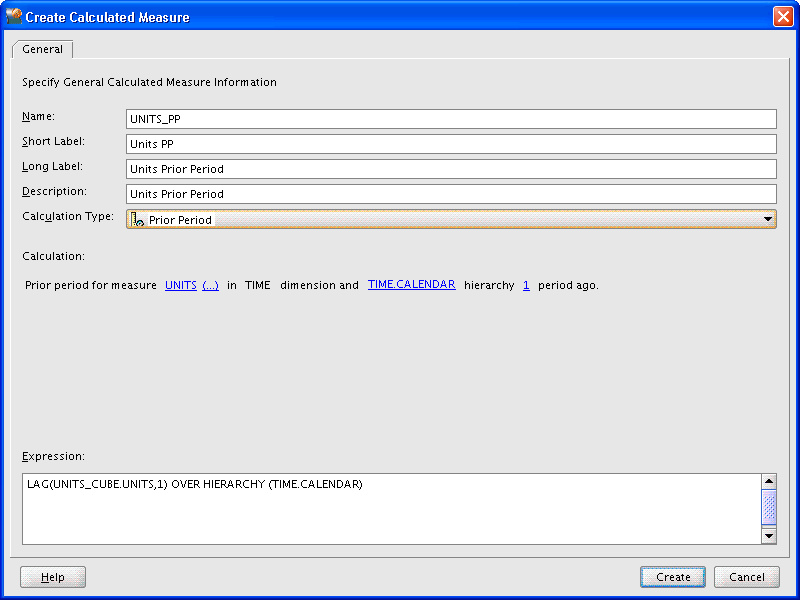 Create Calculated Measure dialog box