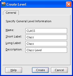 Create Level dialog box