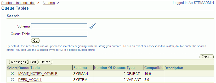 Description of tdpii_queue_tables.gif follows